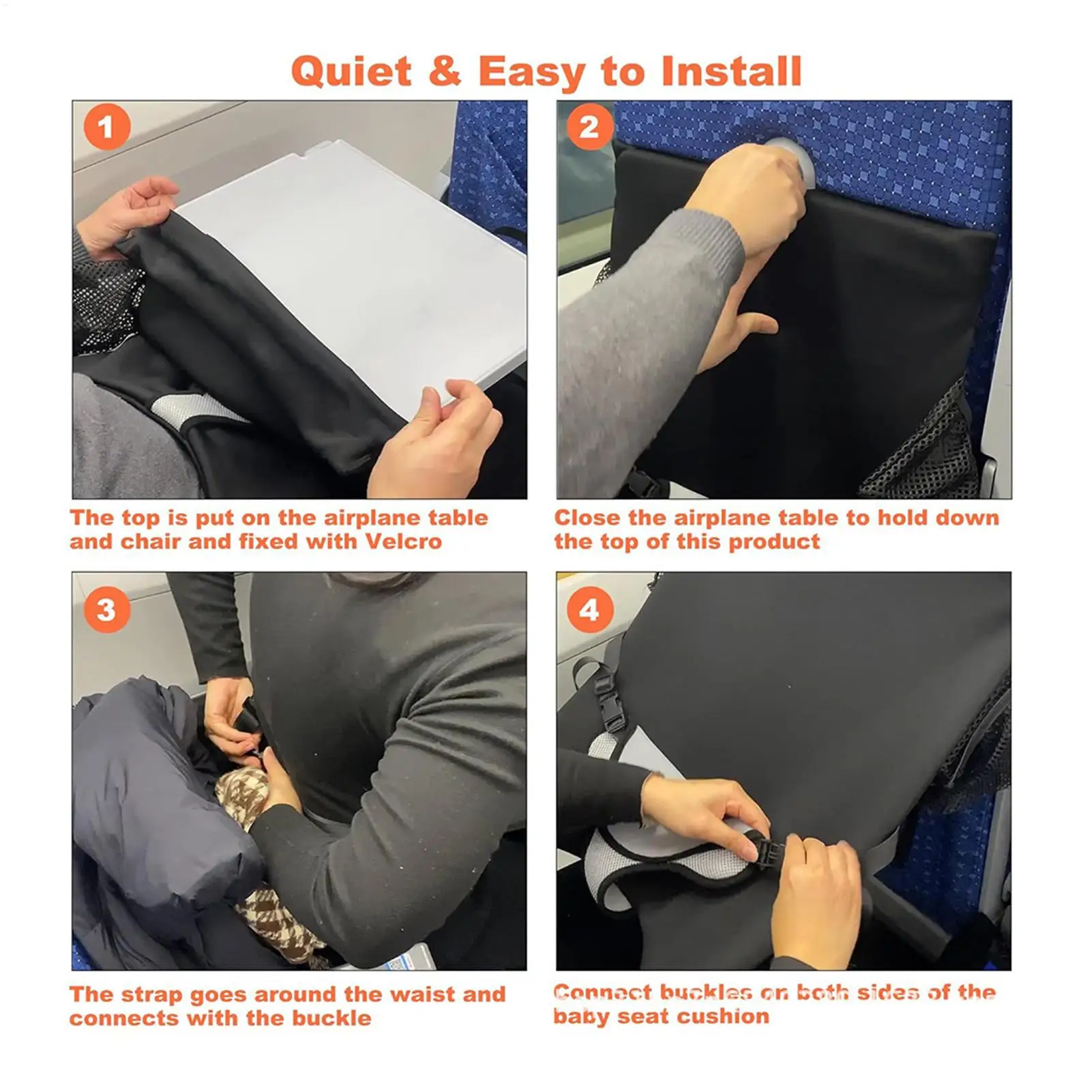 Kids Airplane Seat Extender Toddler Airplane Bed with Side Pocket Comfortable Breathable baby plane Travel Footrest Hammock thumbnail 5