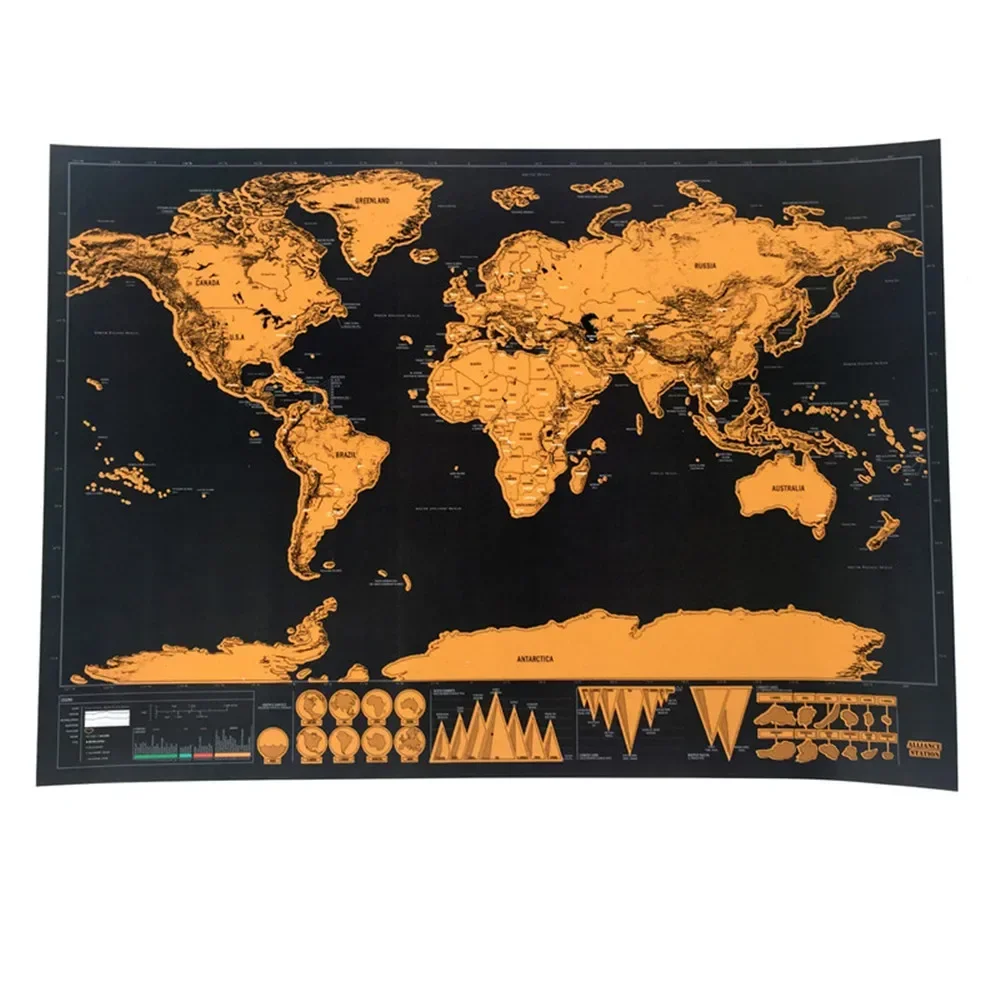 International Geographical Maps Scratch Card Wall Decor Poster Ideal Travel Theme Office Room Decor Best Gift thumbnail 4