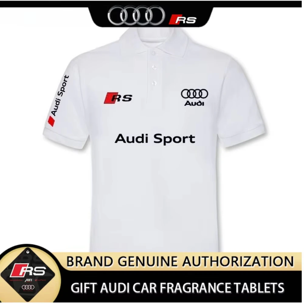 Summer Audi Car Men's T Shirt for Women's POLO Shirt FAW Audi RS Race Motorcycle Short Sleeve Racing Work Clothing Lapel T-Shirt thumbnail 5