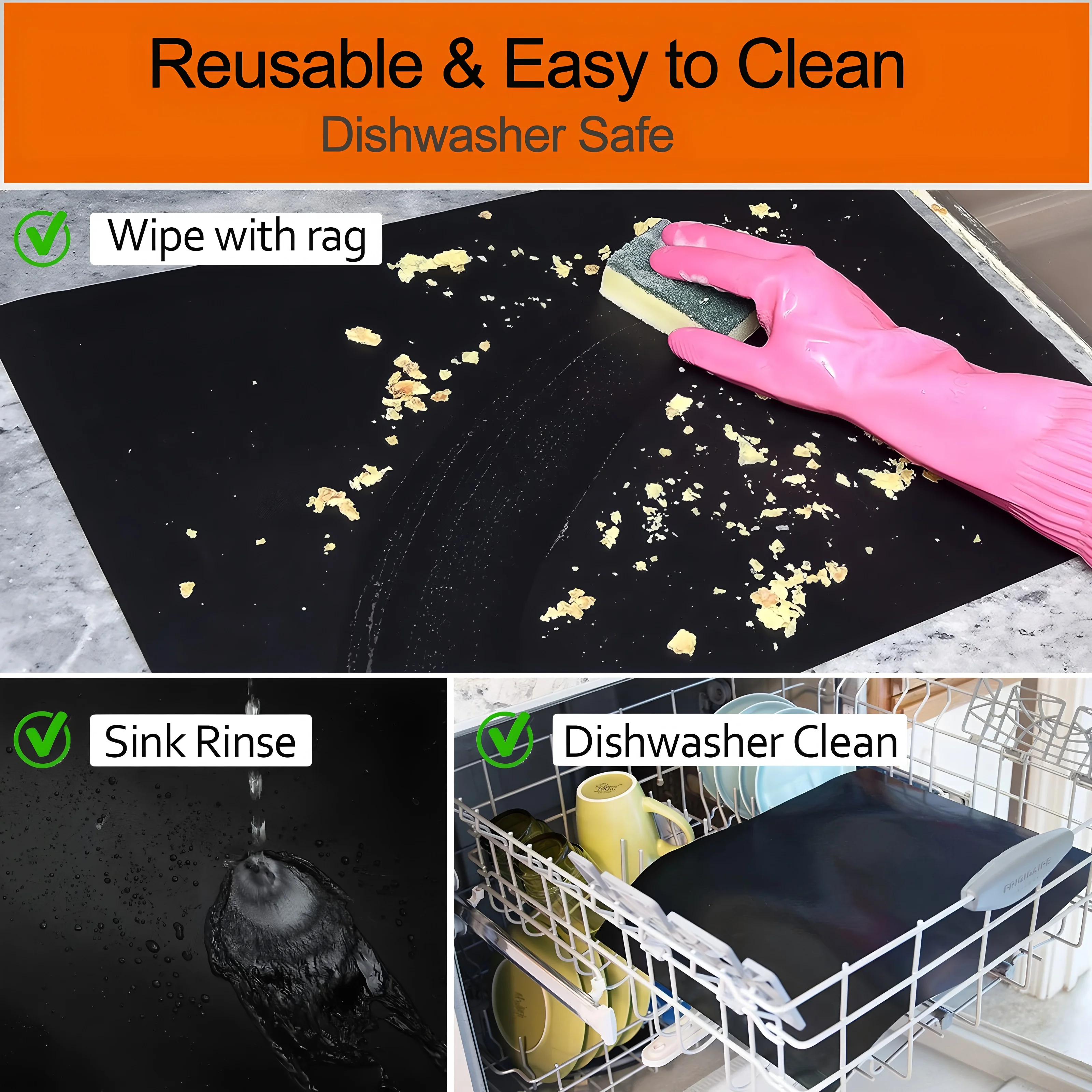 Oven Bottom Liners Non Stick Barbecue Grill Mats Reusable Kitchen Toaster Liner Air Fryer Cooking Heat Resistant Baking Paper thumbnail 5