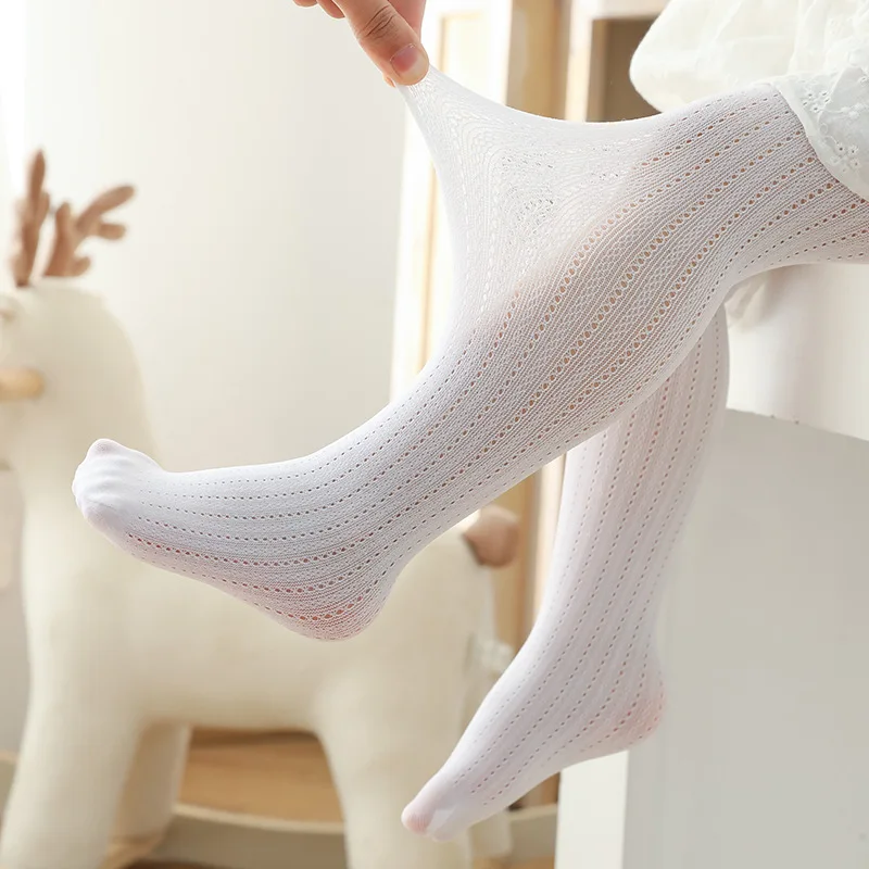 Tights For Girls Mesh Thin Baby Girl Tights Fashion Kids Pantyhose Cotton Solid Color Soft Princess Leggings Summer 2-9Years Old