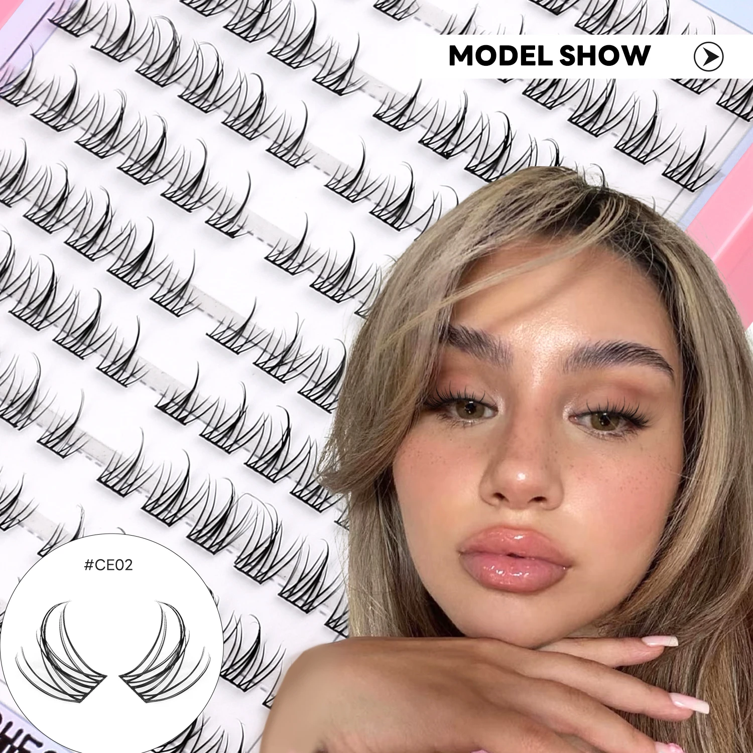 GROINNEYA Natural Cluster Lashes Manga Lashes Soft Cross Wispy Individual Cluster Eyelashes Extension Makeup thumbnail 4
