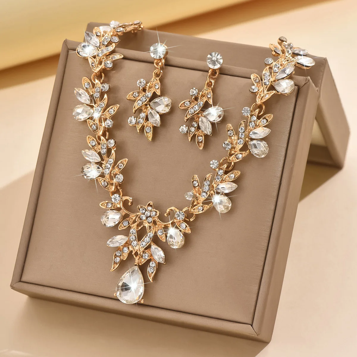 3pcs New Fashion Necklace Sets for Women Waterdrop Collar Choker Necklace Earring Jewelry Set for Prom Birthday Bridal Wedding thumbnail 6
