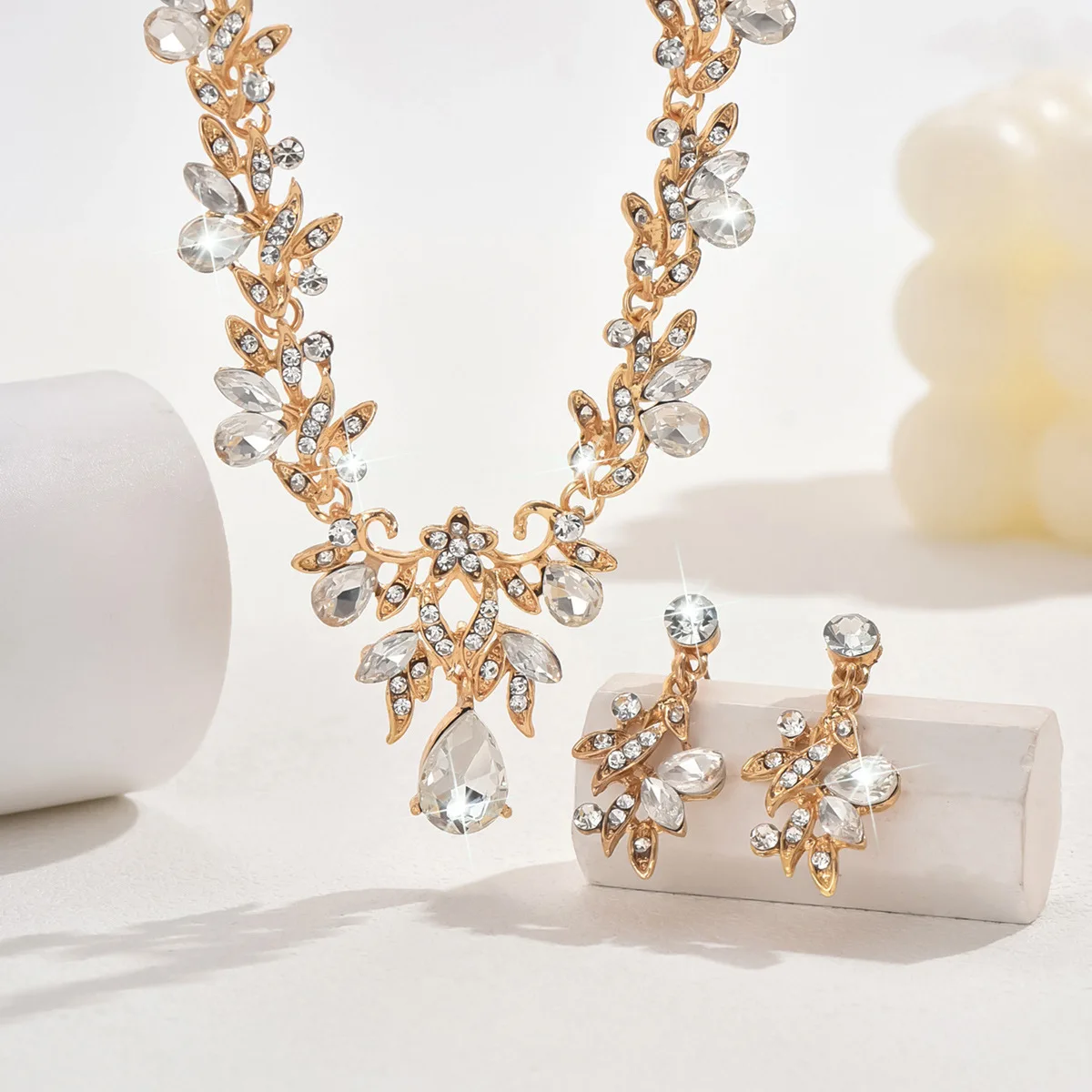 3pcs New Fashion Necklace Sets for Women Waterdrop Collar Choker Necklace Earring Jewelry Set for Prom Birthday Bridal Wedding thumbnail 2