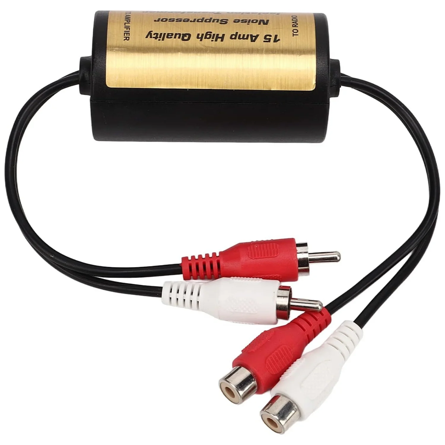 RCA Audio Noise Filter Suppressor Ground Loop Lsolator For Car And Home Stereo 2×RCA Male, 2×RCA Female