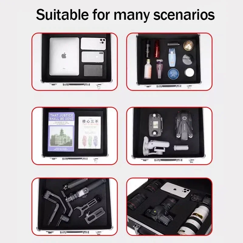 Toolbox Portable Tool Box Aluminum Instrument Case Equipment ToolBox Storage Box Suitcase Impact Resistant with Sponge thumbnail 6