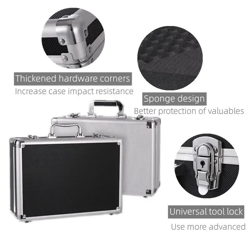 Toolbox Portable Tool Box Aluminum Instrument Case Equipment ToolBox Storage Box Suitcase Impact Resistant with Sponge thumbnail 5
