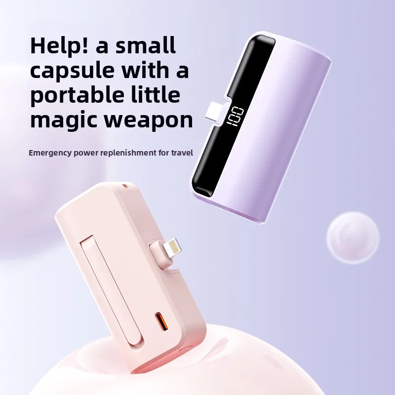 Mini Portable External Battery 5000mAh with Bracket Digital Display Power Banks for IPhone Xiaomi Huawei Samsung thumbnail 3