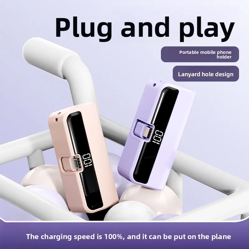 Mini Portable External Battery 5000mAh with Bracket Digital Display Power Banks for IPhone Xiaomi Huawei Samsung thumbnail 5