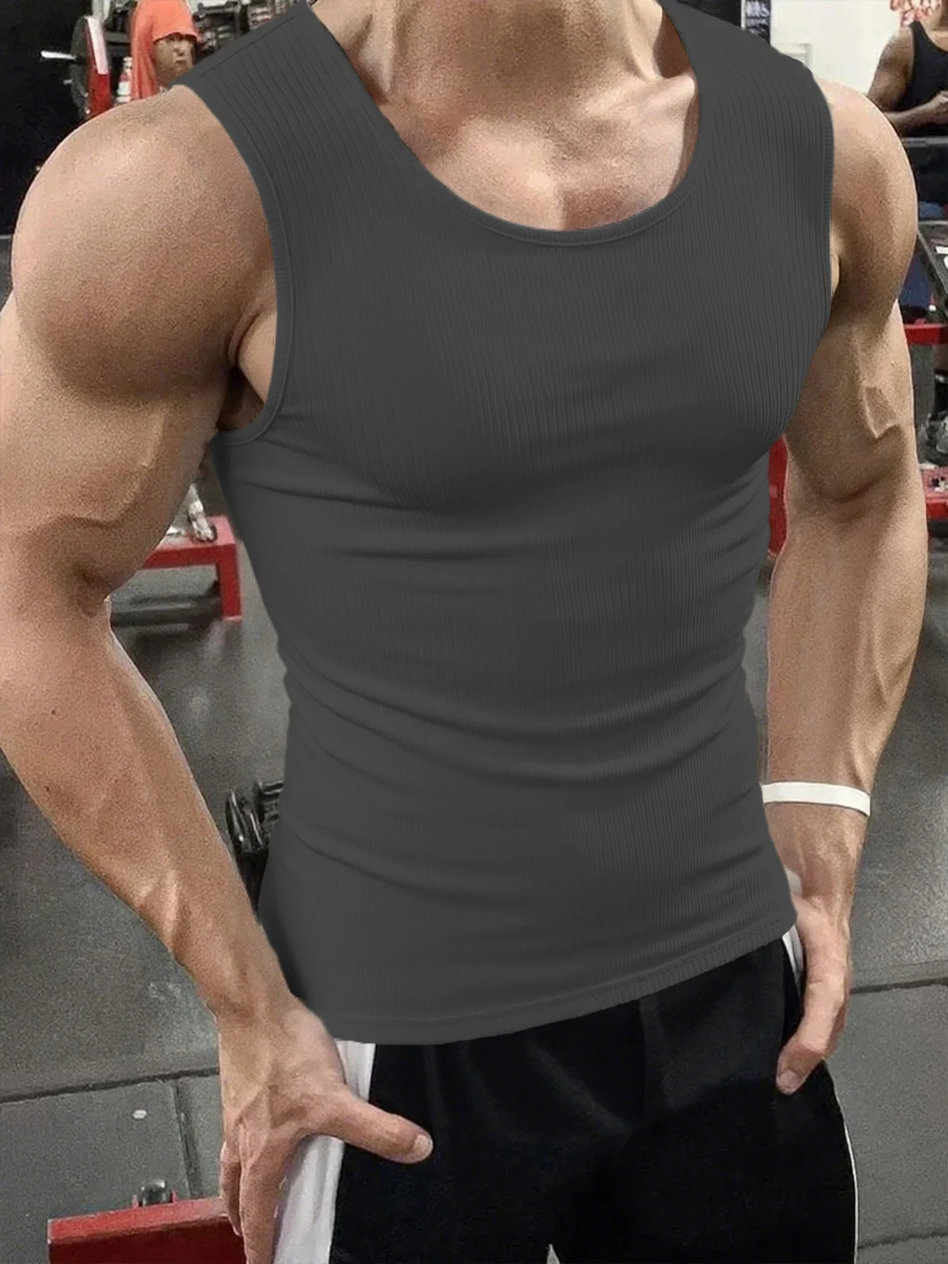Summer Men's O-neck Vest Stripe Gym Tank Top Men Fitness Sleeveless Shirt Sports Undershirt Gyms Clothing Training Vest thumbnail 3