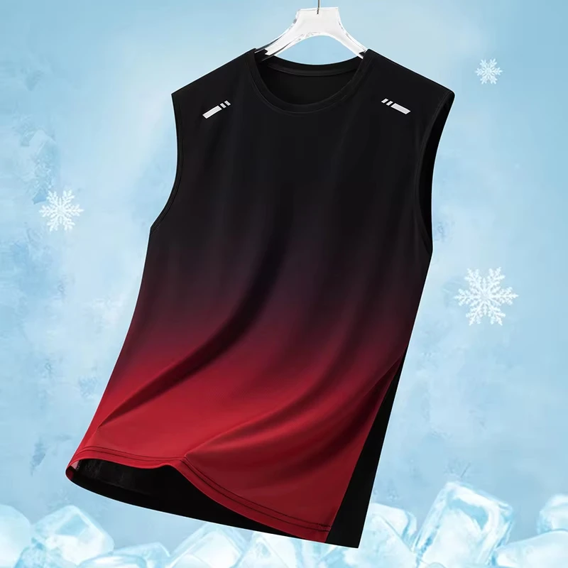 Simple Gradient Graphic Gym Tank Tops For Men Summer Fashion Fitness Sports 3D Printed Vest Loose Quick Dry Outdoor Tees Tops thumbnail 3