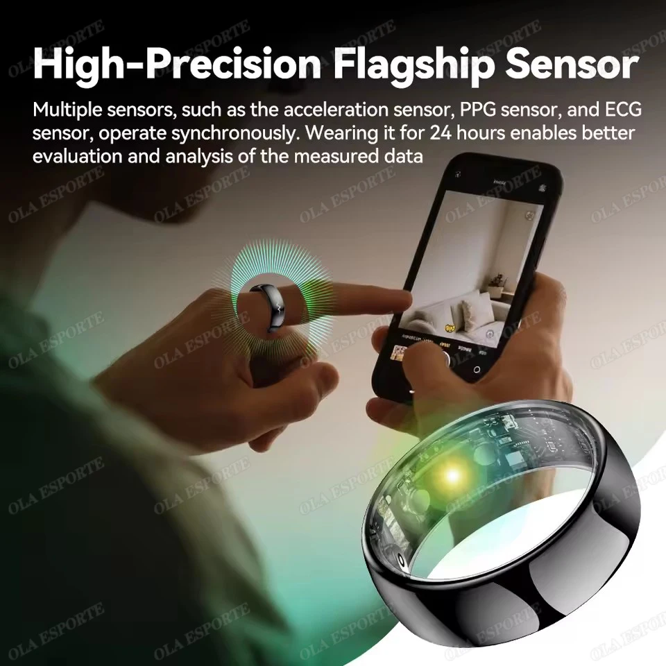 New ECG Monitor Smart Ring 2025 Heart Rate Blood Oxygen Health Monitoring Multi-sport Mode Temperature 3ATM Waterproof Smartring thumbnail 5