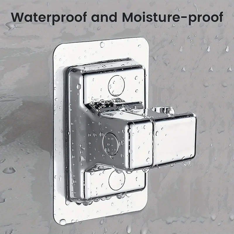 1pc Universal Shower Head Holder, ABS Wall Mount Bracket with Adhesive Stick for Bathroom thumbnail 2