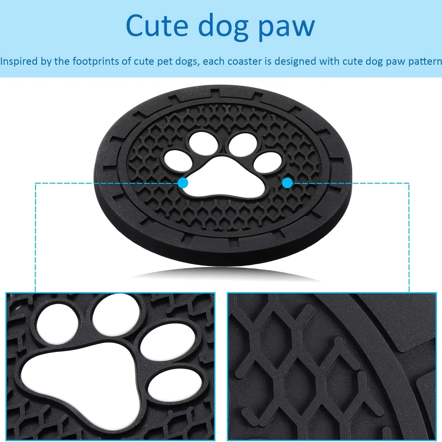 Car Cup Holder Coaster, 4 Pack PVC Paw Print Anti Slip Insert Coasters, 2.75 Inch Universal Cute Dog Paw Auto Drink Mat, Car Int thumbnail 4