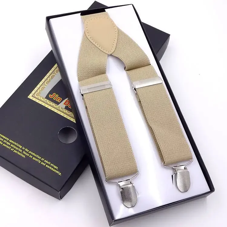 Men's Three Clip 3.5 Embroidered Suspenders 3.5*115cm Multi-Color Printed Weave Belt Buckle-Free Fashionable Trouser Suspenders thumbnail 4