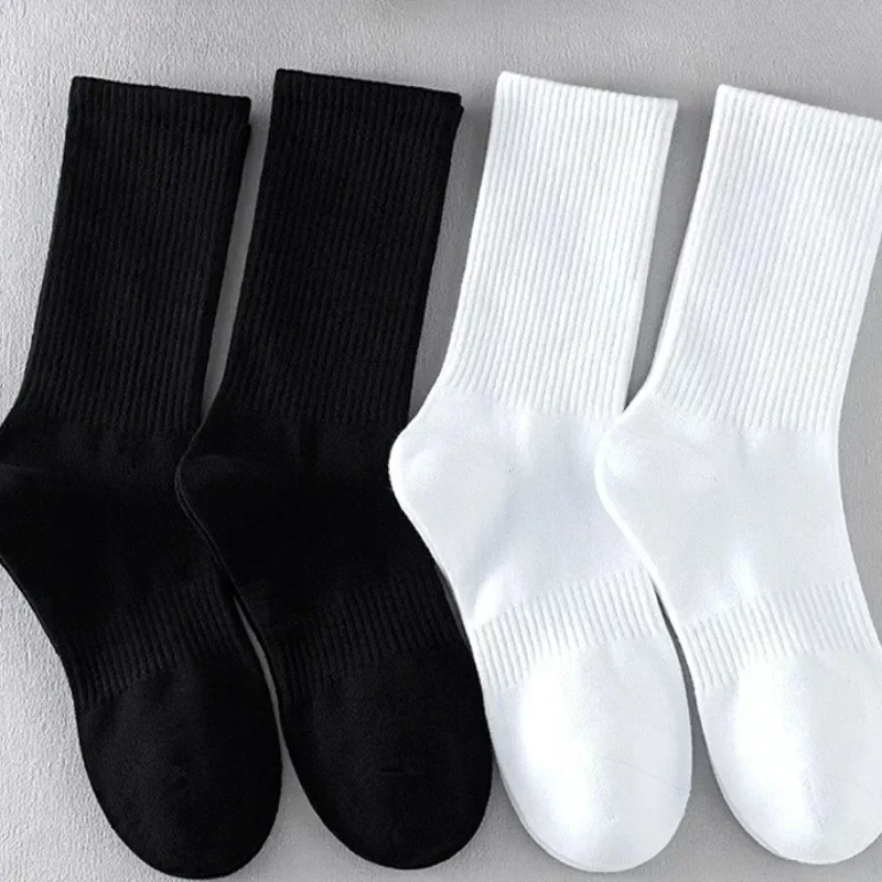 Cotton Sports Socks Unisex Soft Comfortable Breathable Casual Socks Black White Mid Tube Solid Color for Men Women Classic Socks thumbnail 3