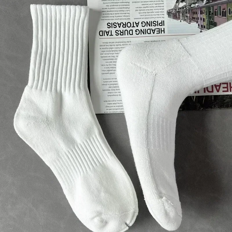 Cotton Sports Socks Unisex Soft Comfortable Breathable Casual Socks Black White Mid Tube Solid Color for Men Women Classic Socks thumbnail 4