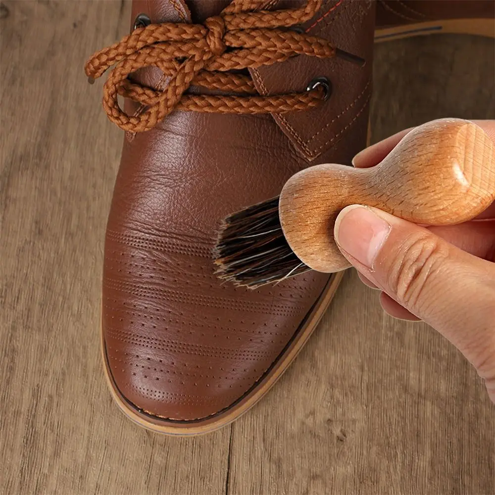 Wooden Handle Horsehair Shoe Care Brush Eco Friendly Multifunction Kitchen Cleaning Brush Dust Removal Durable Dish Brush thumbnail 5