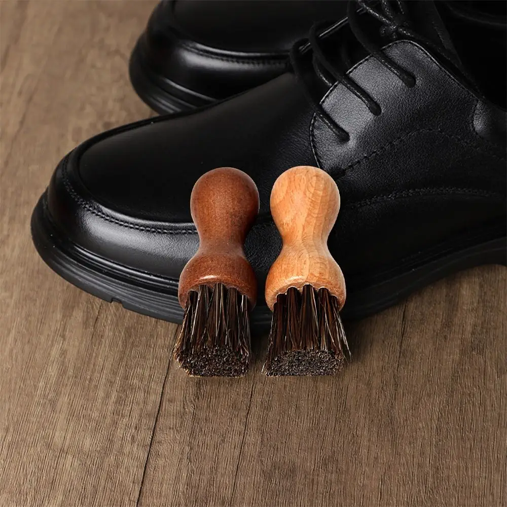 Wooden Handle Horsehair Shoe Care Brush Eco Friendly Multifunction Kitchen Cleaning Brush Dust Removal Durable Dish Brush thumbnail 2