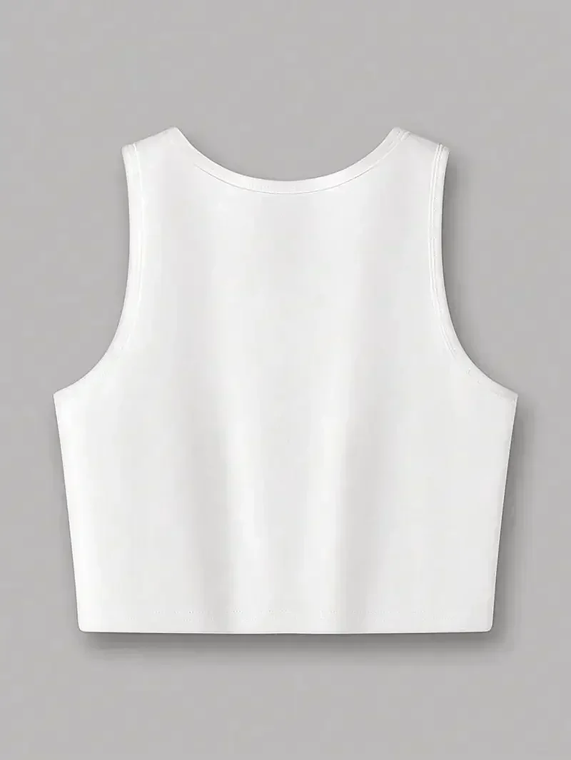 Vintage Happy Cherry Printed Crop Top Vest Women's Print Tank Top Round Neck Sleeveless Shirt Cropped T-shirt Sexy thumbnail 4