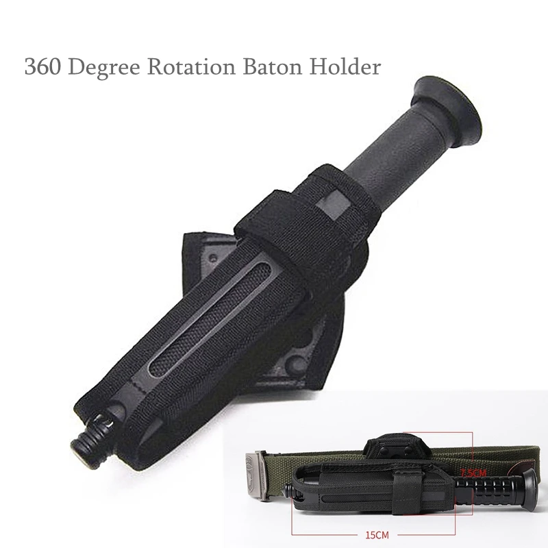 Baton Holder Belt Carry Case 360 Degree Rotation Baton Stick Holster Self Defense Safety Survival Kit Outdoor EDC Tool thumbnail 2