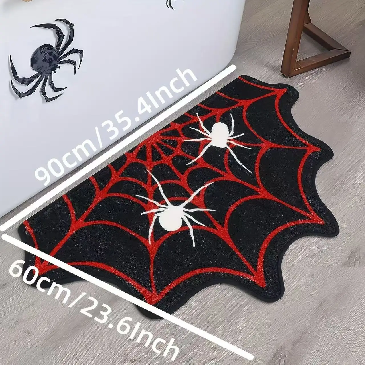 VIAKMA Halloween Spider Web Decorative Carpet Bathroom Non Slip Absorbency Foot Mat Living Room Porch Bedroom Door Mat thumbnail 3