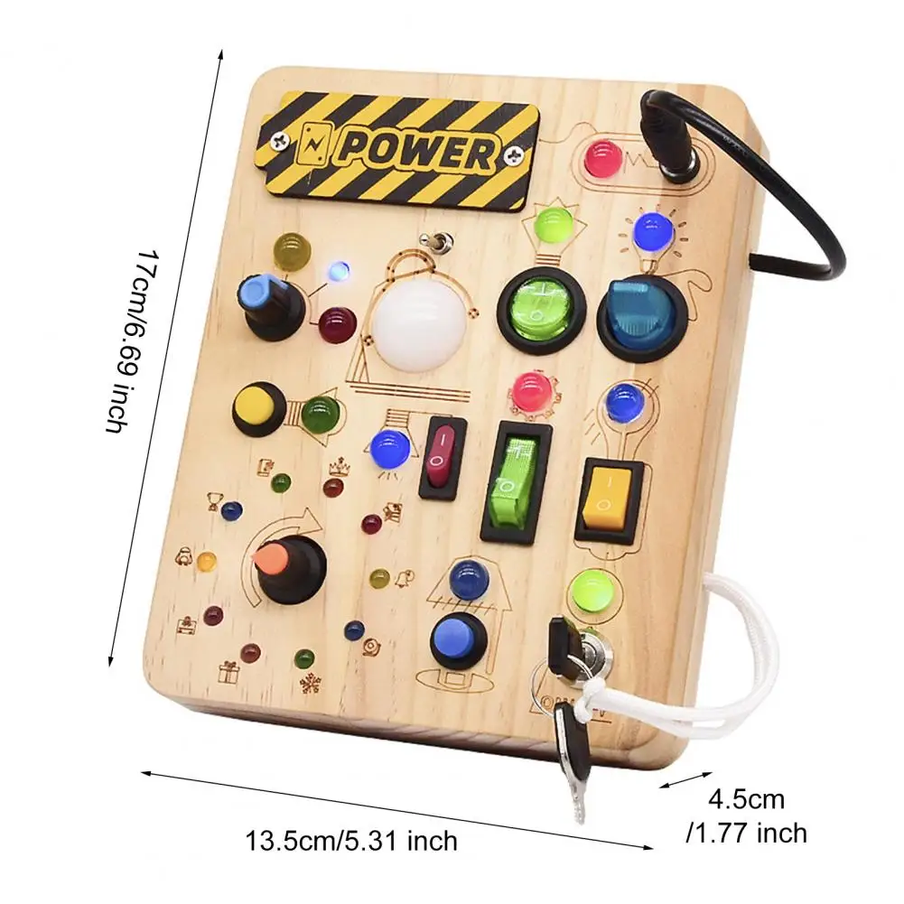 LED Light Switch Busy Board Toddler Light-up Switch Control Wooden Board Fine Motor Skills Kids Activity Game Board Toy Gift thumbnail 6
