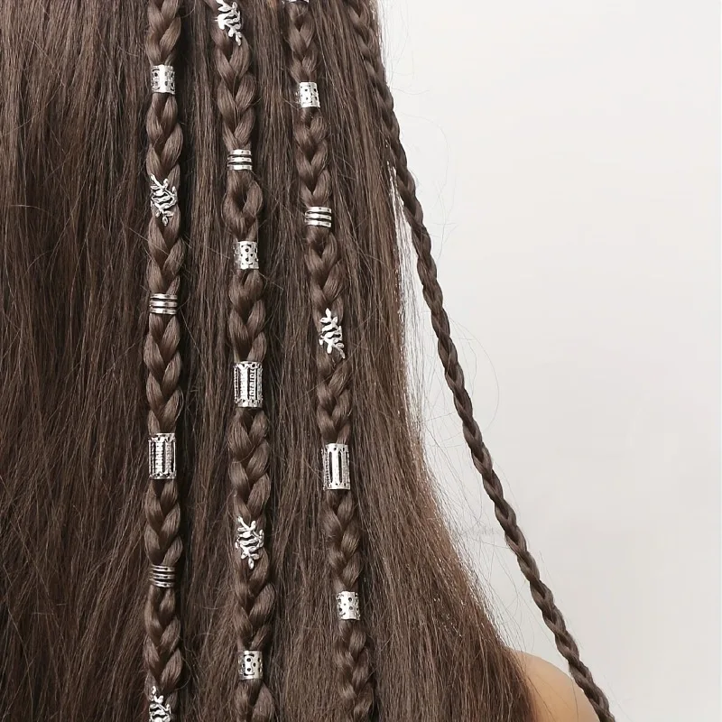 40Pcs Hollow Hair Rings Elegant Braid Accessories Women Girls DIY Jewelry Loc Hair Decorations Trendy Hair Cuffs Birthday Gift
