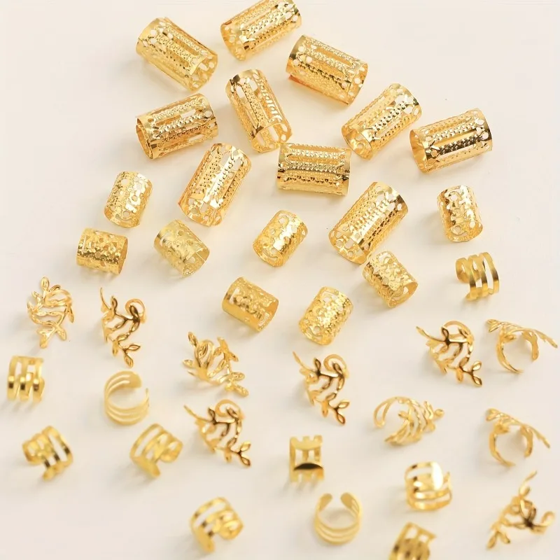 40Pcs Hollow Hair Rings Elegant Braid Accessories Women Girls DIY Jewelry Loc Hair Decorations Trendy Hair Cuffs Birthday Gift thumbnail 6