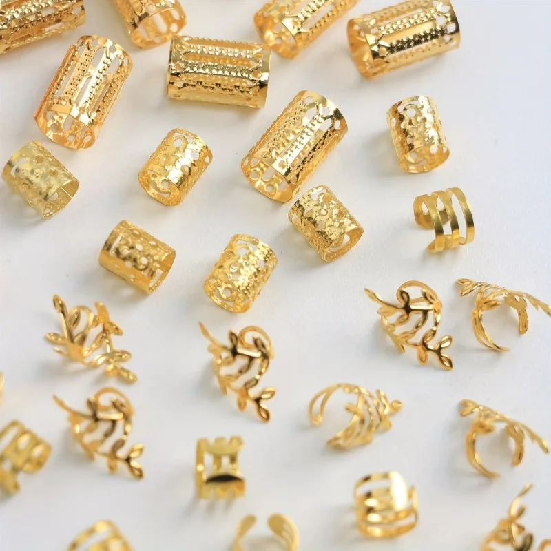 40Pcs Hollow Hair Rings Elegant Braid Accessories Women Girls DIY Jewelry Loc Hair Decorations Trendy Hair Cuffs Birthday Gift thumbnail 4