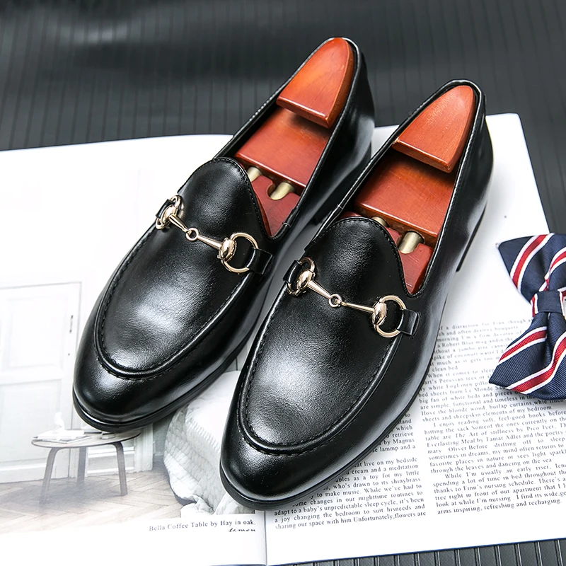 Men's Casual Shoes Genuine Leather Mens Classic Retro Buckle Loafers Moccasins Men Comfortable Outdoor Driving Flats thumbnail 2