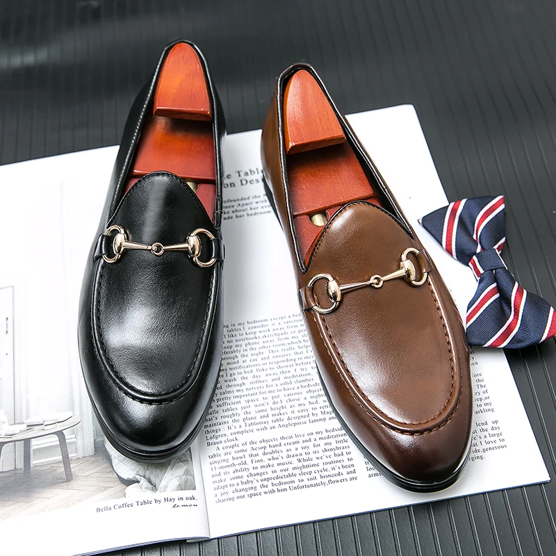 Men's Casual Shoes Genuine Leather Mens Classic Retro Buckle Loafers Moccasins Men Comfortable Outdoor Driving Flats thumbnail 5