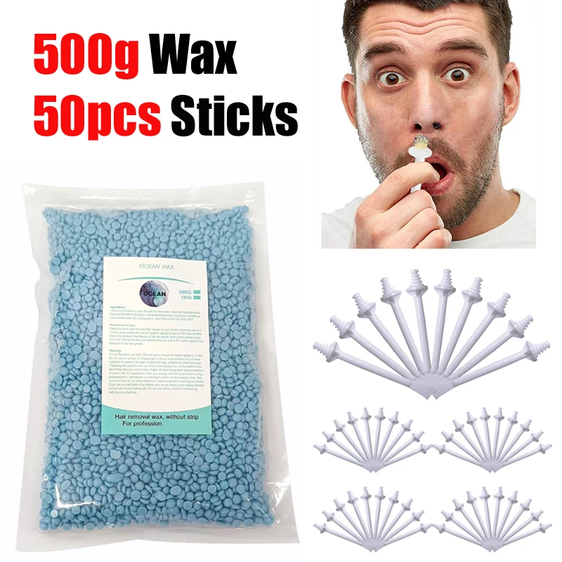 Painless Nose Waxing Wax Kit 50g-1000g for Men & Women with Wax And Applicators Easy Tool for Clean Nose Hair Removal