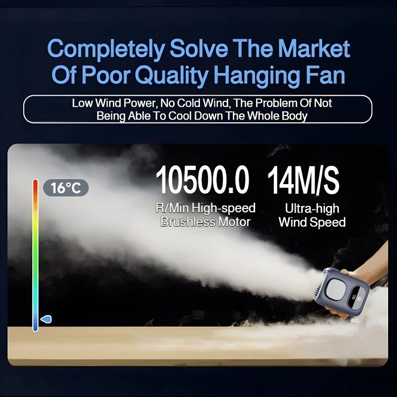Summer Portable Waist-mounted Fan 3CM Ultrathin 4000mAh Clip on Strong Wind Small Fan Outdoor Work Neck Hanging Cooling Fan thumbnail 3