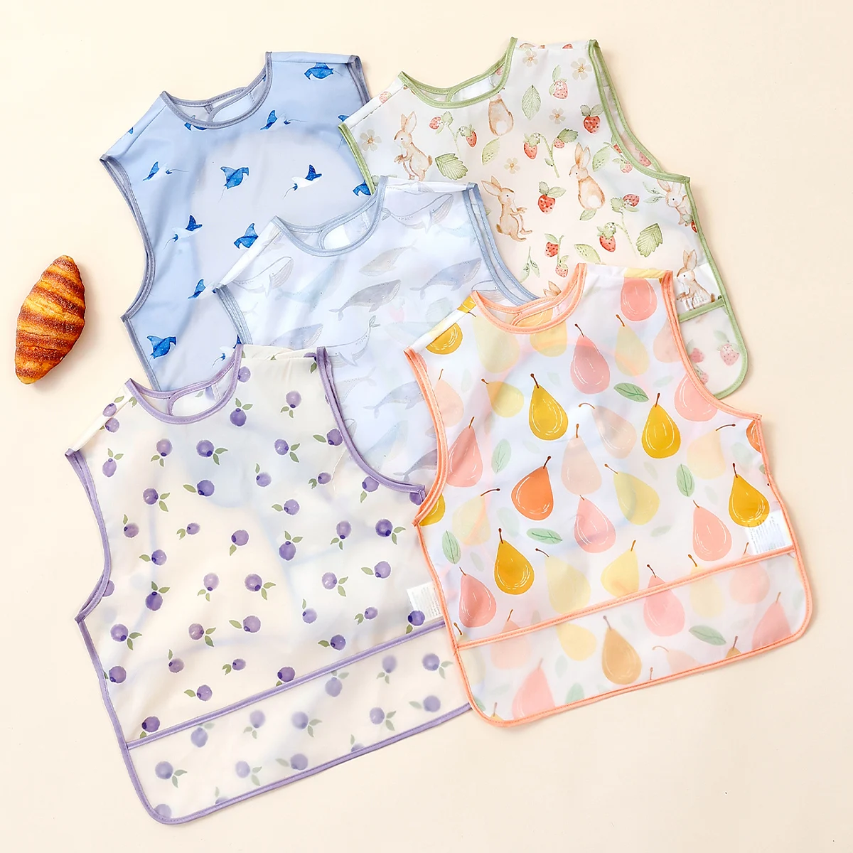 Kangobaby #My Soft Life# New Waterproof Baby Sleeveless Feeding Bib Fashion Full Body Cover