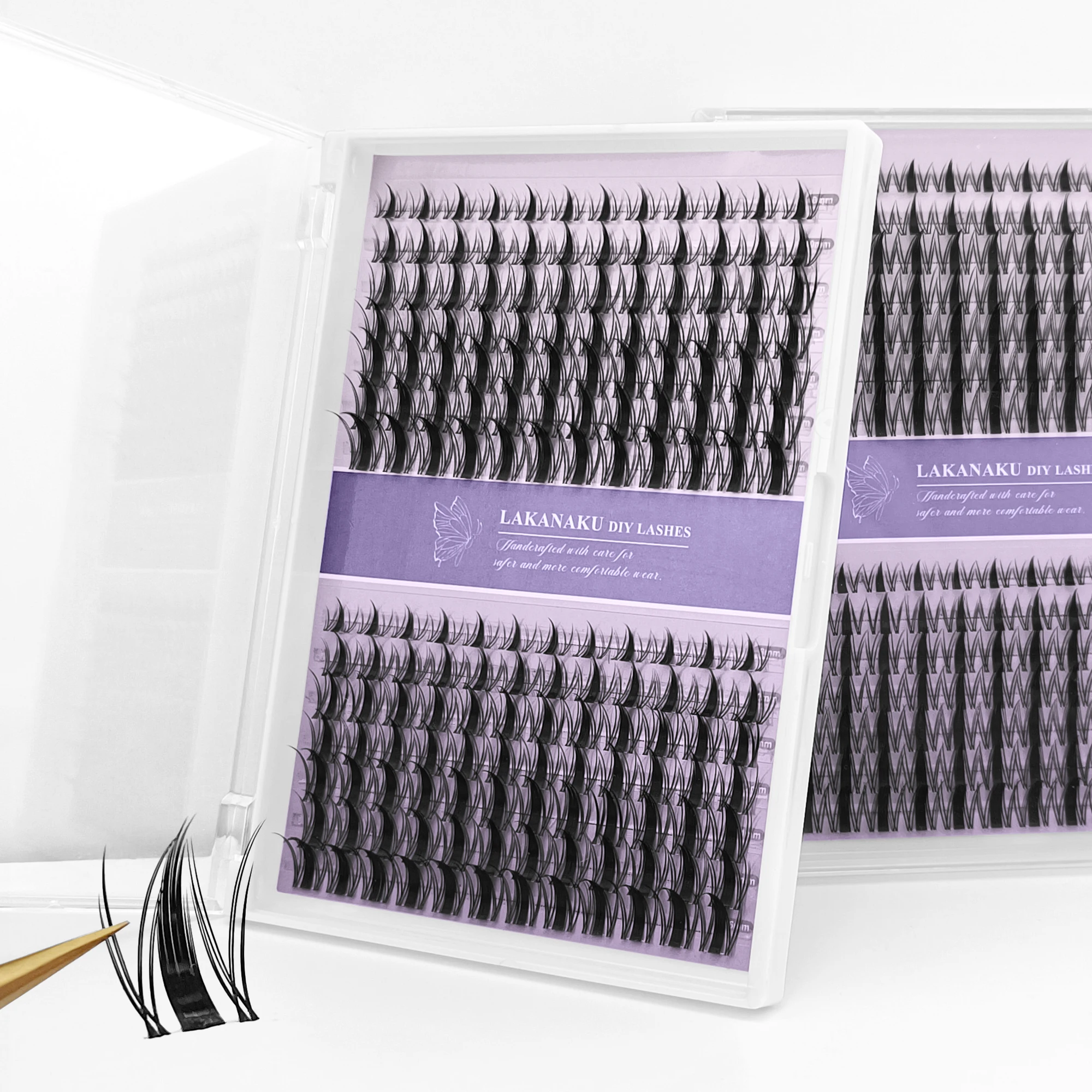 Lakanaku Diy Eyelashes Manga Style Lashes Invisible Bond Lash Fairy Cluster Lash Comic Makeup Sets and Kits Wispy Cluster Fans thumbnail 6