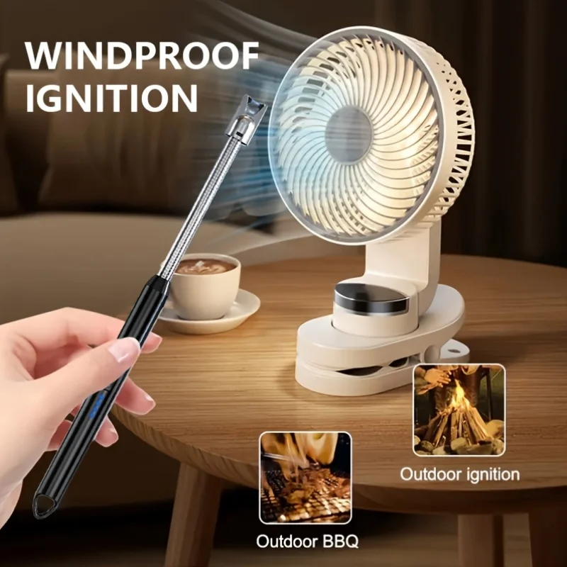 6pc 360° Outdoor Kitchen C-Type Rechargeable Portable Electronic Lighter Safety Lock Candle Gas Stove Smoke Accessories thumbnail 4