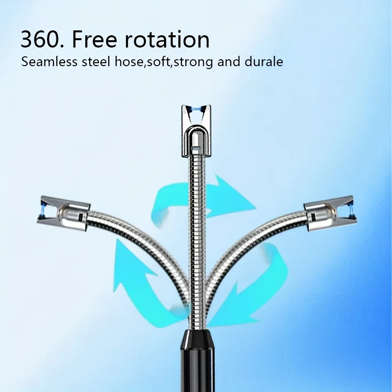 6pc 360° Outdoor Kitchen C-Type Rechargeable Portable Electronic Lighter Safety Lock Candle Gas Stove Smoke Accessories thumbnail 5