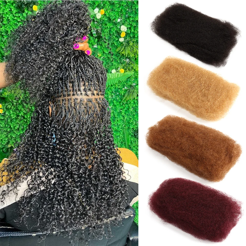 22 inch Brown Blonde QVR Afro Kinky Bulk Hair No Attachment Afro Curly Bulk Human Hair Remy Dreadlock Natural Color Braids Hair thumbnail 3