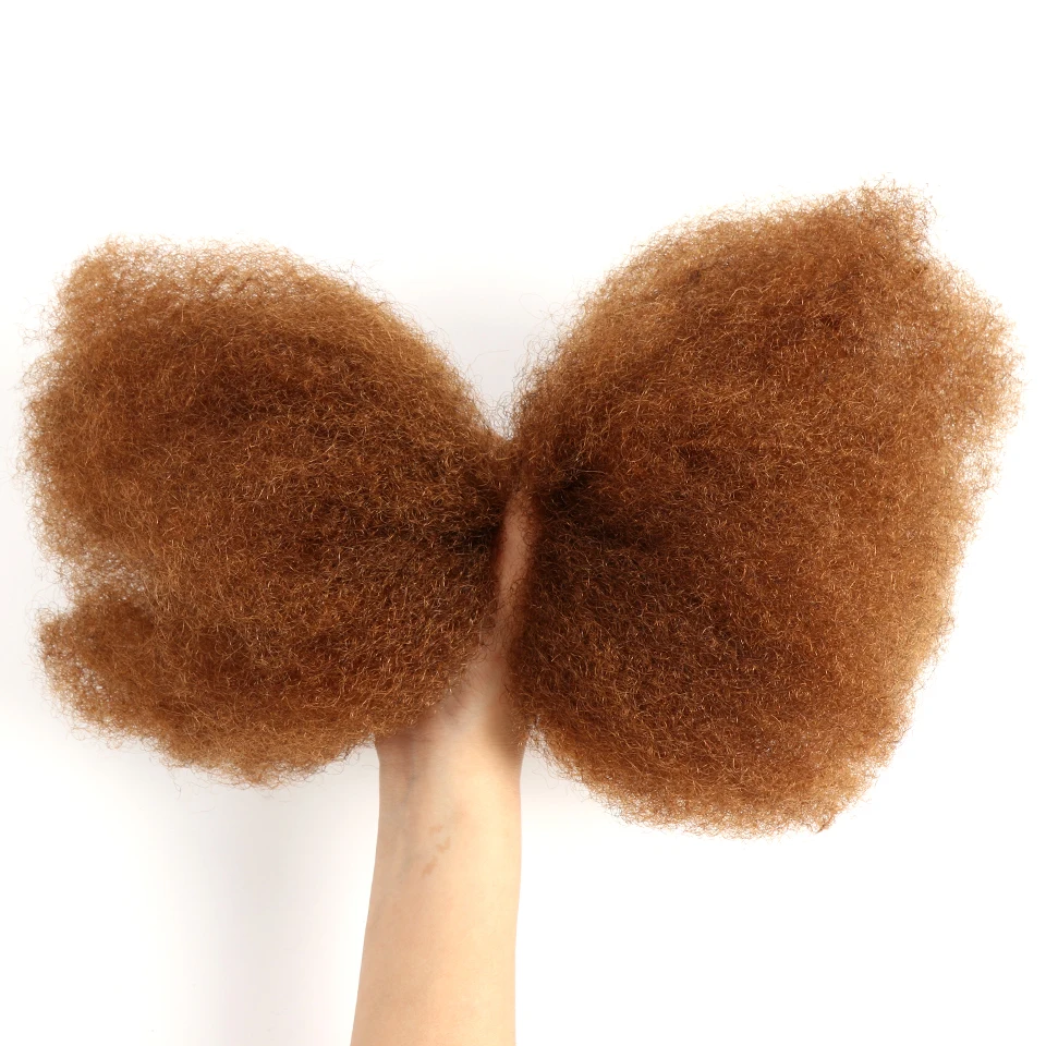22 inch Brown Blonde QVR Afro Kinky Bulk Hair No Attachment Afro Curly Bulk Human Hair Remy Dreadlock Natural Color Braids Hair thumbnail 5