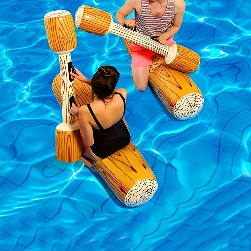 Fun Water Game with Inflatable Floating Wood Grain Patterned Bumper, Suitable for Outdoor Beaches, Pool Parties thumbnail 2