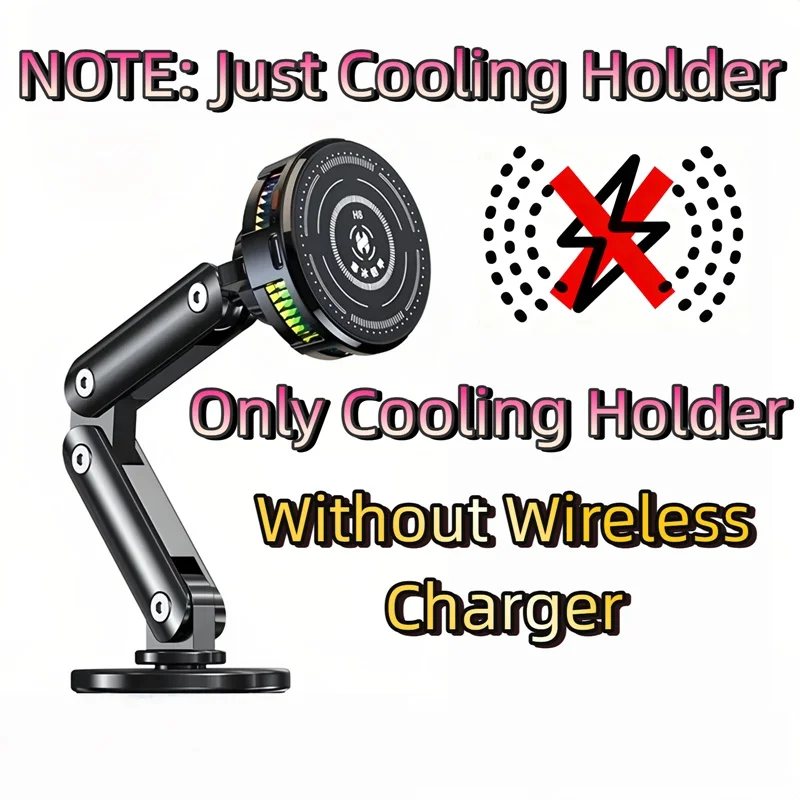 Universal Metal Car Magnetic Semiconductor Cooling Phone Holder RGB Light 3 Level Adjustable for iPhone 16 15 14 13 12 Samsung thumbnail 2