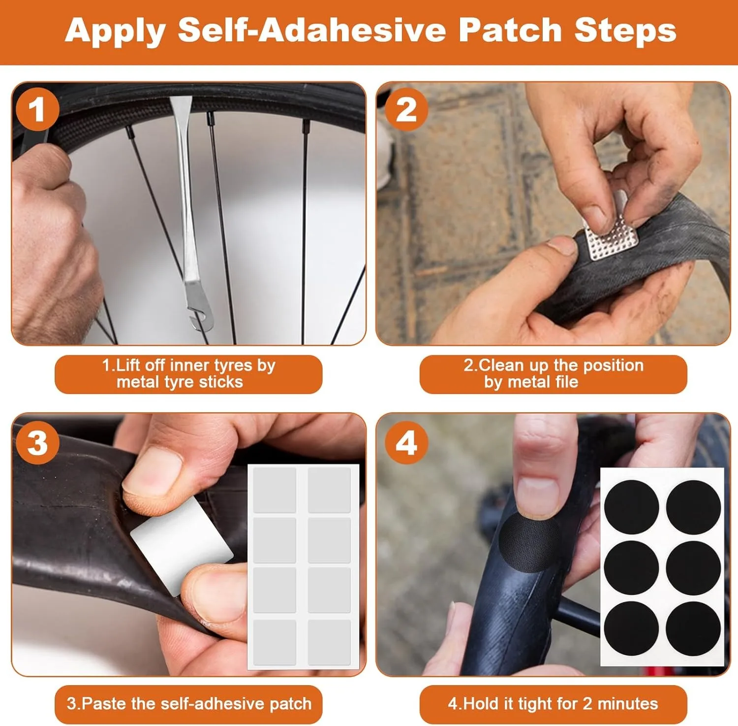 108pcs Parts Bicycle Tire Repair Kit, Tire Repair Kit for Motorcycles Off-road Vehicles Inner Tire Air Chamber Repair Tools Kit thumbnail 4