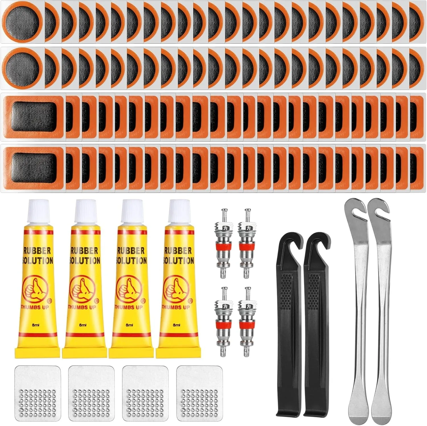 108pcs Parts Bicycle Tire Repair Kit, Tire Repair Kit for Motorcycles Off-road Vehicles Inner Tire Air Chamber Repair Tools Kit