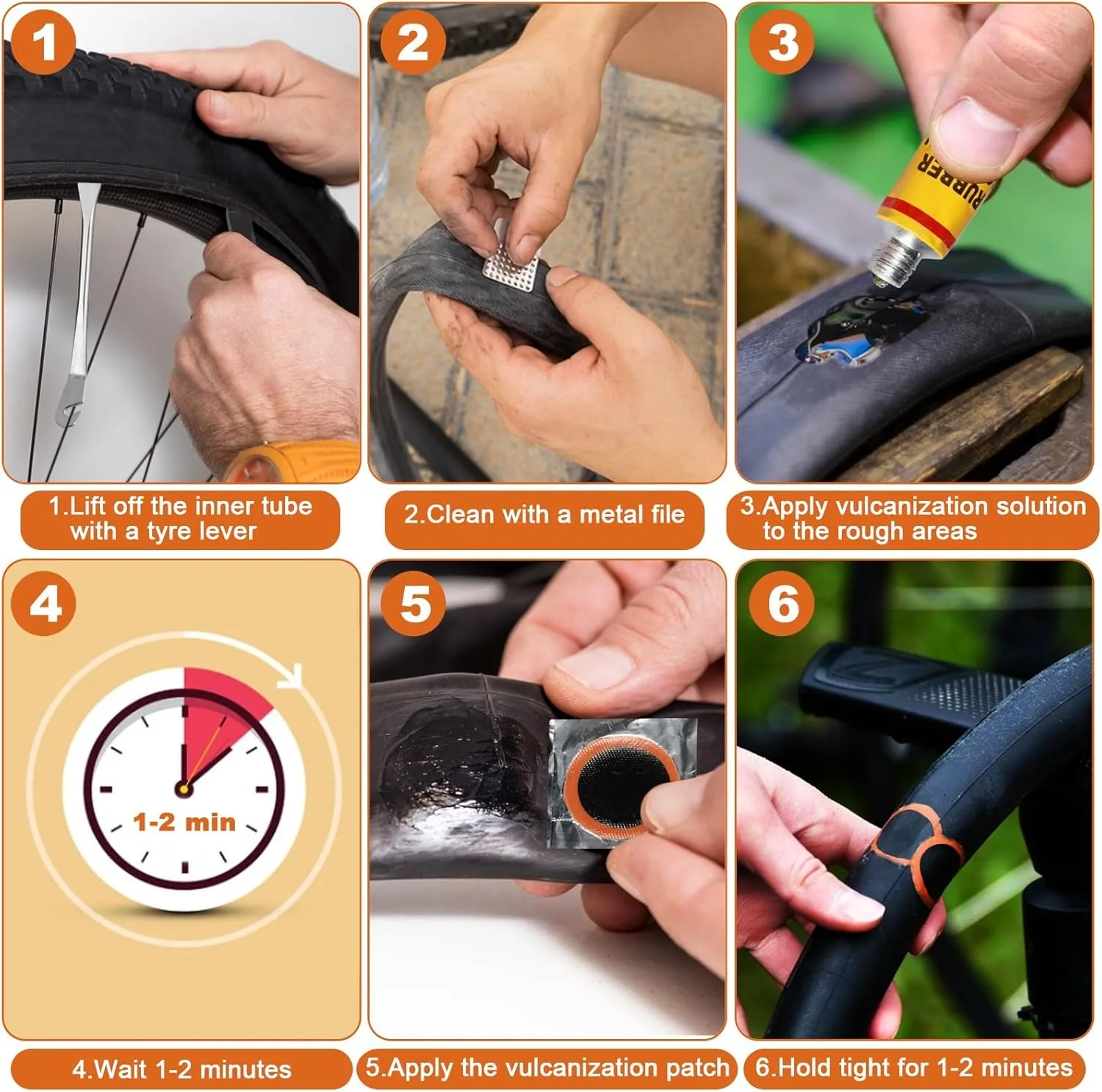 108pcs Parts Bicycle Tire Repair Kit, Tire Repair Kit for Motorcycles Off-road Vehicles Inner Tire Air Chamber Repair Tools Kit thumbnail 3