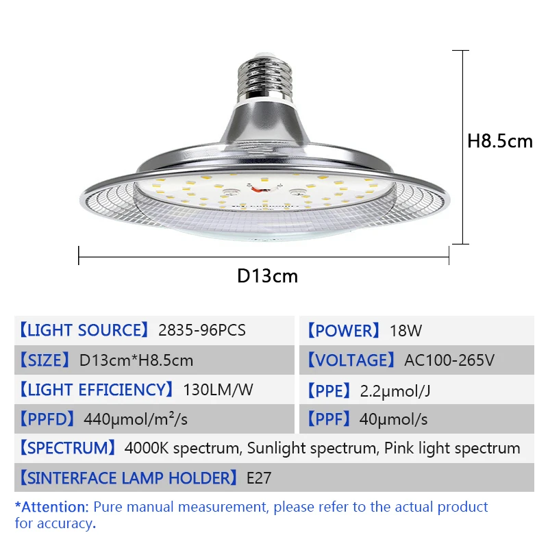 LED Grow Light 18W AC85-265V Full Spectrum E27 Sunlike Phytolamp Bulb Plants Flower Greenhouse Tent Hydroponic Plant Growth Lamp thumbnail 6