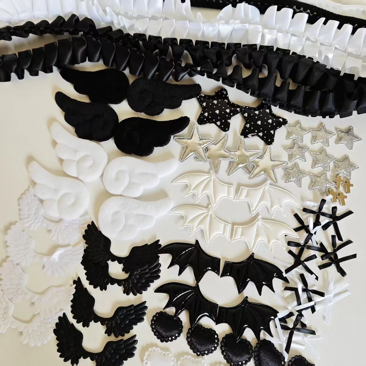 Black and white material package, accessory set collection, lace card set decoration, fan handmade accessory material package thumbnail 6