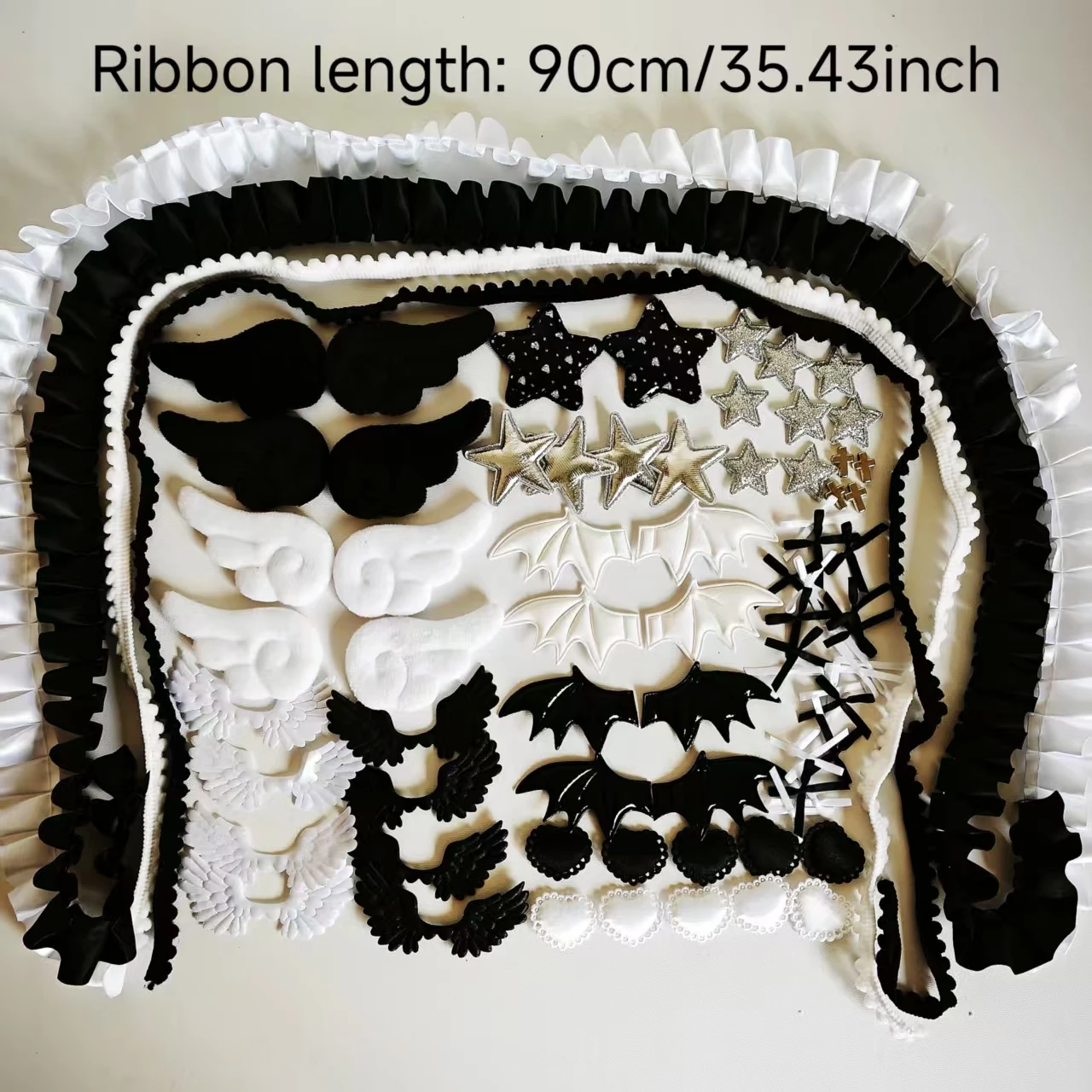 Black and white material package, accessory set collection, lace card set decoration, fan handmade accessory material package thumbnail 3