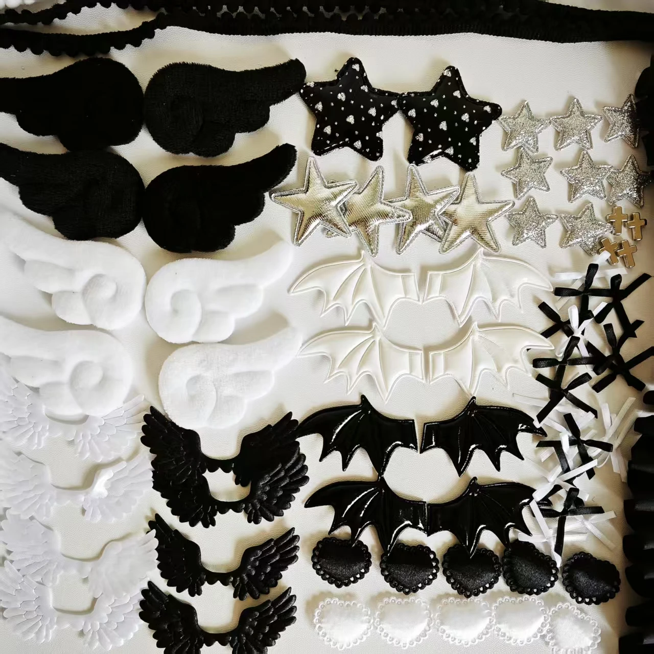 Black and white material package, accessory set collection, lace card set decoration, fan handmade accessory material package thumbnail 5