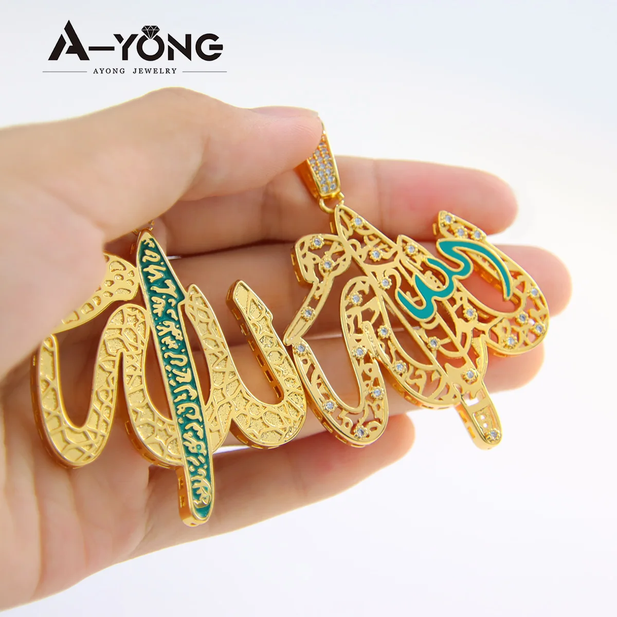 Middle Eastern Muslim Ethnic Pendant 18k Gold Plated Dubai Fashion Necklace Pendants Oman Women Event Party Lucky Jewelry thumbnail 4